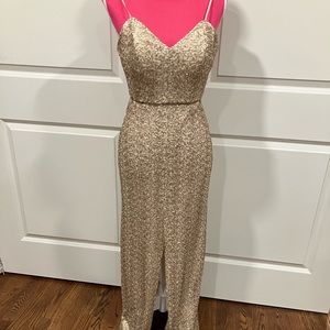Amsale gold sequin gown